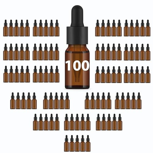 Essenciales 100 leere Tropfflaschen mit Pipette aus Glas, 10 ml, wiederbefuellbare Behaelter fuer Kosmetik, Labor und Aromatherapie