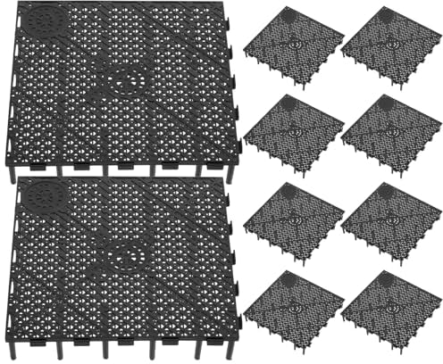 ULTECHNOVO 10pcs Fish Tank Bottom Filter - Under Gravel Filter Plate 15x15cm - Isolate Board Divider for Aquarium, Splicing Easy to Install (Black)