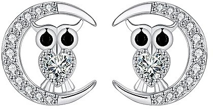 Micory Eulen Ohrringe Silber 925 Damen Mädchen Kinder, Herz Ohrstecker Geschenke für Mädchen Frauen Tochter Enkelin