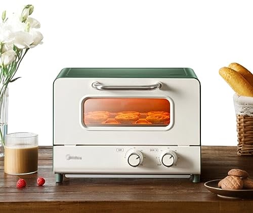 YUHANG Mini Horno Estilo Vintage 12L,800w,Mando a Distancia,Temperatura hasta 230℃,Temporizador hasta 60 Minutos,Incluye Bandeja de Horno,Bandeja Recogemigas,Manoplas,326 x 268 x 234mm