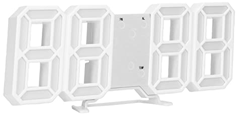 HEEPDD Digitale Wanduhr, Geringer Stromverbrauch, 3D-LED-Digitaluhr, Intelligente Sprachsteuerung, Energiesparend, für Wohnzimmer, Büro, Zuhause (Weiße, muschelgrüne Buchstaben)