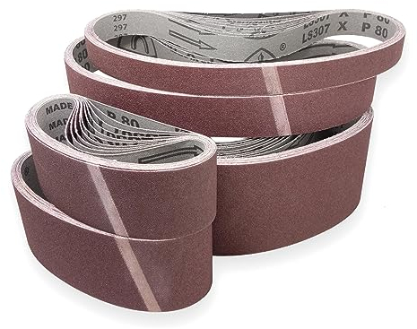 Klingspor Schleifbänder 75 x 457 mm Schleifband Set Je 2x Korn Körnung 40/60/80/120/180 für Bandschleifer Schleifmaschine, zum Schleifen, Feilen, Schärfen und Entrosten (10 Stück)