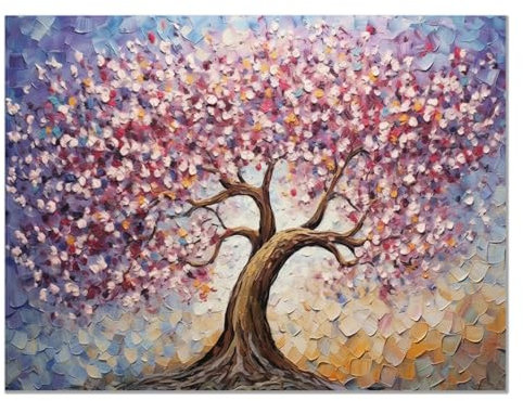 JOSUE Arbre De Vie Tableau Salon En Toile, Paysages ColoréS Rose-mauve Poster décoration esthétique classique imprimés d'art mural chambre à coucher ferme -40x60cm Sans cadre