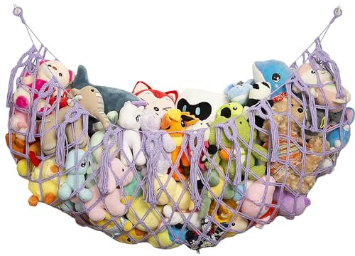 Großes Makramee-Plüschtier-Netz oder Hängematte Großes Plüschtiernetz oder Hängematte (Violett)