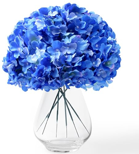 SITUMEIZI Lot de 6 fleurs d'hortensia artificielles en soie bleue pour décoration de salle de mariage, bricolage