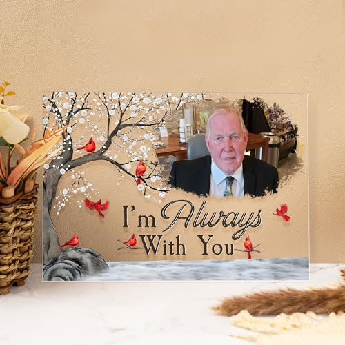 Placa Acrílica Personalizada Con Foto Conmemorativa, Placa Conmemorativa de Foto Personalizada,Regalo de recuerdo para miembros de la familia,Mamá,Papá, Abuelo, Abuela