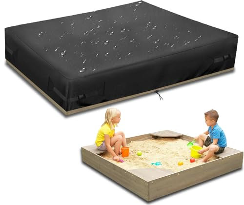 Housse Bac à Sable Carrée Couverture, 100% imperméable 600D Oxford Bâche de Protection de Bac à Sable, résistant aux déchirures Couverture de Bac à Sable, aux UV, Noir (120x120x20cm)