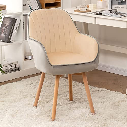Schreibtischstuhl ohne Räder,Holzdrehstuhl Esszimmerstühle Bequemer gepolsterter Stuhl Niedlicher moderner Bürostuhl,Mid Century Samt Sessel für Eitelkeit Schreibtisch