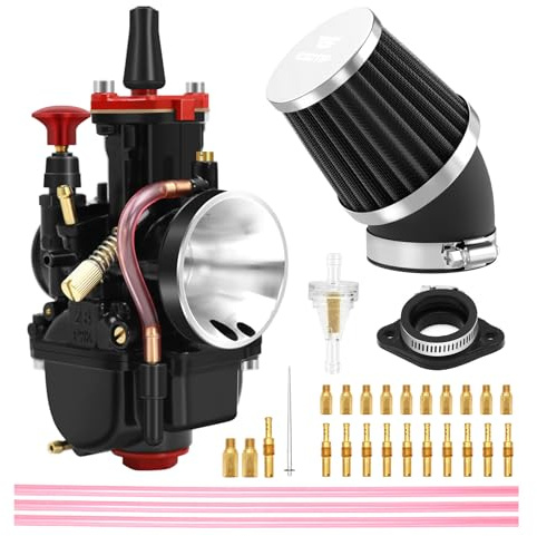 Kit di carburatori da gara PWK 21mm con filtro dell'aria, 10 getti principali, 10 getti pilota lenti, universali per motori 2T 4T, per moto da cross, motocicletta, scooter, ATV, quad, go kart (21mm)