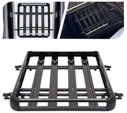 Portapacchi per tetto auto, cestino in alluminio,Portapacchi in metallo Portapacchi parti auto compatibili, carrello trasporto merci