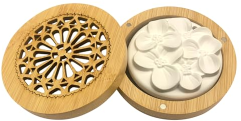 Diffuseur d'Huiles Essentielles en Plâtre avec Boîte à Parfum en Bois - Parfait pour Le Salon, la Salle de Bain, et la Chambre - Artisanat en Plâtre Élégant