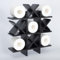 DAOYOUSKY Tic Tac Toe Toilet Paper Holder Stand with 4pcs Wooden X, Farmhouse Rustic Wall Mounted Funny Toilet Papers Storage Organizer with Shelf, Guest Bathroom Decor, Black