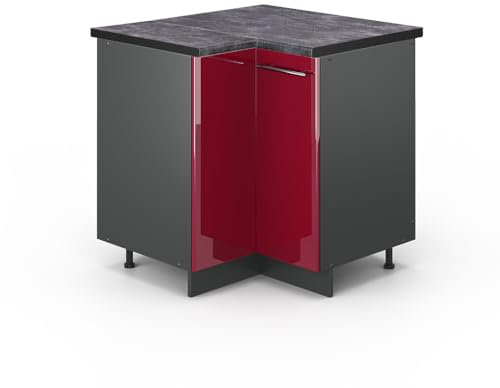 Vicco Eckunterschrank Fame-Line, Bordeaux Hochglanz/Anthrazit, 80.5 cm, AP Anthrazit
