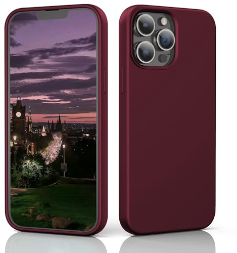 TIIXXE Silicone Case Compatible with iPhone 13 Pro Max case Soft Ultra Slim Protective Shockproof Liquid Silicone Phone Case,Anti-Scratch Microfiber Lining, 6.7 Burgundy