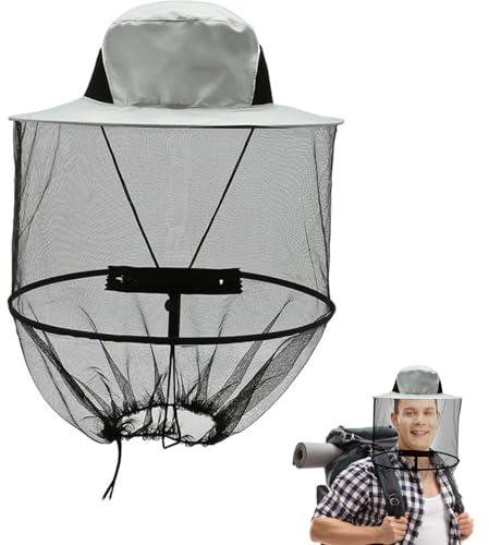 JAONLD Imkerhut mit Schleier Hut mit Moskitonetz Kopfschutz Moskito | Hut leicht zu tragen Mückennetz Kopf Mückenschutz Hut für Outdoor Wandern Camping Gartenarbeit Angeln