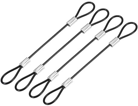 YOKIVE 4 Pcs Safety Cable Locks, Stainless Steel Security Wire Ropes with Double Loop | Great for Homes Doors Fences (Black, 5-Inch, 2mm Dia)