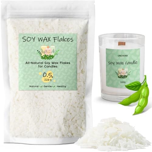 UNOTENA Sojawachs Flocken für Kerzen, Wachs Kerzenwachs 226G/9KG/18KG, Kerzenwachs zum Gießen, 100% Natürliches Öko Sojawachs für Kerzen[ 226G ]
