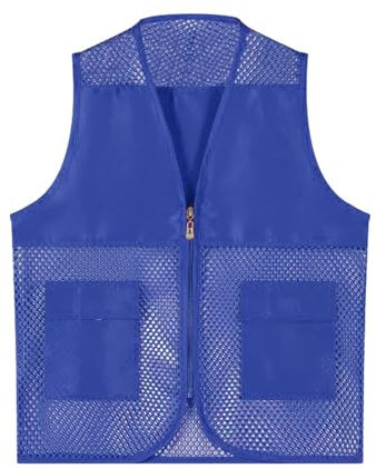 Poo4kark OutdoorAnglerweste Netzweste Kinder Unisex Mesh Atmungsaktive Angelweste Taschen Fotografie Reise Wandern Weste Jacke Für Erwachsene Jugendliche (Blue, 10-12 Years)