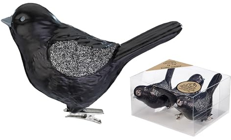 Inge-glas Christbaumschmuck Vögel auf Clip 9cm Kunststoff 3er Set - Große Christbaumkugeln für Weihnachtsbaum - Weihnachtsbaumkugeln & Weihnachtsbaumschmuck zu Weihnachten - Shellac Black