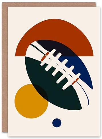 Artery8 American Football Rugby Ball Abstract Geometric For Him Man Birthday Card