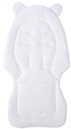 Universal Sitzauflage für Buggys, Kinderwagen, Fahrradanhänger, Baumwolle, Atmungsaktiv, Weich, Einfache Befestigung,Sommer & Winter 80x40cm (Weiß)