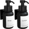 TEHEO Seifenspender Glas Schwarz 2er Set | Wandseifenspender 250ml | Seifenspender Wandbefestigung Ohne Bohren | Seifenspender Kleben | Flüssigseifenspender für Duschgel Handseife Shampoo Spülmittel