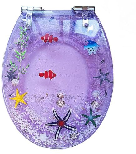 Dazzluxe Toilettensitz Aus Transparentem Harz, Runder Toilettendeckel Mit Sanftem Absenkautomatik Und Robusten Scharnieren Aus Edelstahl, Leicht Zu Reinigenden, Robusten Toilettendeckel,Lila