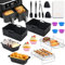 Ninja Heißluftfritteuse Zubehör - Air Fryer Silikonform für Ninja AF400EU AF300EU & Tower T17088 7.6L-9.5L, Dual Zone Ninja Airfryer Heißluftfritteuse Zubehör - Kuchenform, Grillrost, Backpapier etc