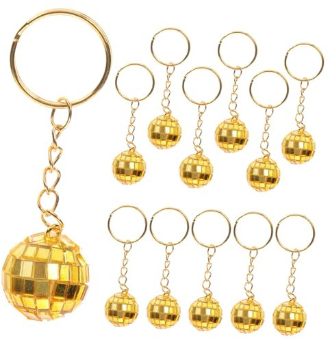 MAGICLULU 12st Disco-schlüsselanhänger Discolichter Für Partys Discokugel-gefälligkeiten Kleine Discokugel Mini-disco-kugeln Dekoration Disco-anhänger Disco-kugel-ornamente Golden Schaum