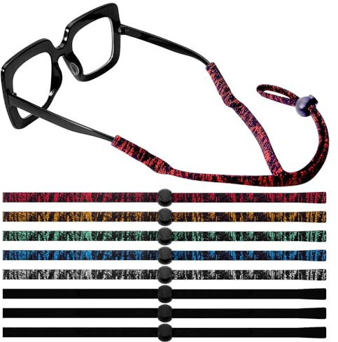 Leikedun 8 Pcs Glasses Straps Unisex Adjustable Non-Slip Sports Lanyard | Adjustable Eyeglass Cord, Comfortable Lightweight Sunglasses Lanyard for Running Cycling Reading Outdoor