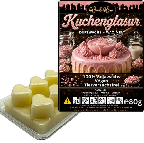 WonderWax® Duftriegel 6 x Duftwachs Herzen Weiß Kuchenglasur | Farbe: Weiß | Raumduft für Duftlampen, Wax Melt, Sojawachs, Indoor Duftöl Wachs schmelzen für Aromalampe
