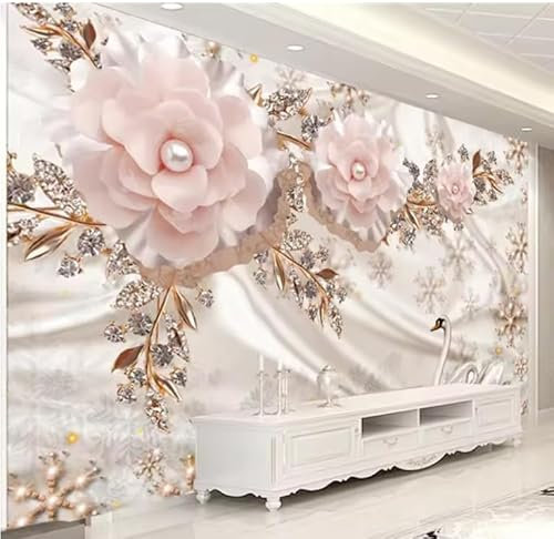 XDOUBAO Papier peint mural fleurs roses papier peint salon chambre décor 3D papier peint, 3D, 430x300cm