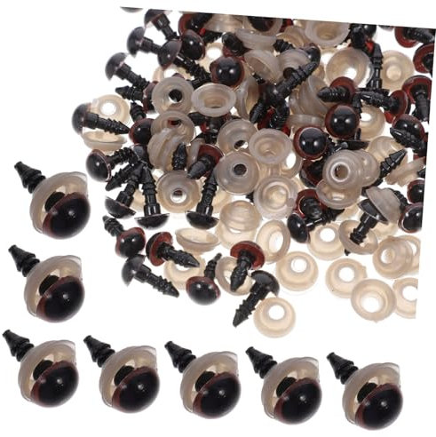 GLSTOY 100stücke Sicherheitsaugen Für Puppen Und Plüschtiere Braune Kunststoffaugen Mit Unterlegscheiben Für Kreative Bastelprojekte Für Häkeltiere Und Spielzeugherstellung