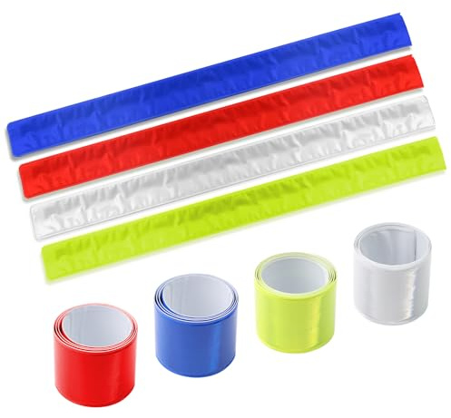 8 Pcs Reflektorband,Hosenband Fahrrad Schnapparmband Reflektor Hosenklammer | Klatscharmband Sicherheitsband,Fahrrad Reflektierende Armbänder für Jogger und Radfahrer,Transport,Jagd,Sport Sicherheit