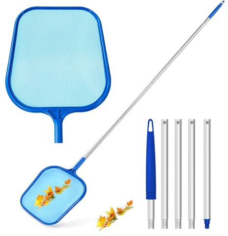 TUXUNQING Red de piscina con mango telescópico, mango desmontable, red de malla fina, red de mano para piscina, estanque, piscina – Red robusta para una limpieza eficiente (152 cm)