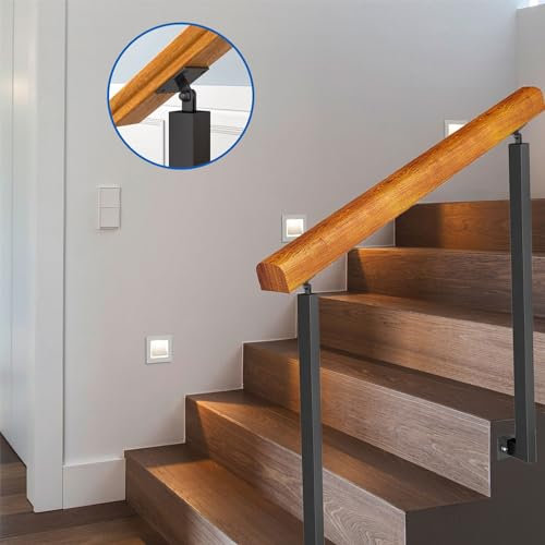 GLMGBP Barandilla de Escalera Exterior para Porche, Moderna barandilla de Madera con Soportes Ajustables, Color Negro, Doble Poste, 1 x 3 escalones (Altura: 95 cm)
