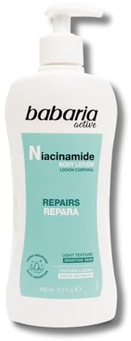 Babaria Bodylotion Niacinamid | Hautbarriere Beruhigend | 400ml | Feuchtigkeitsspendende Bodylotion mit Niacinamid, stärkt die Hautbarriere