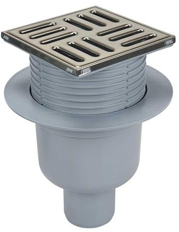 Tycner Floor Drain Bottle Gully Trap 100x100mm Grid Stainless Steel Bottom Outlet 50mm