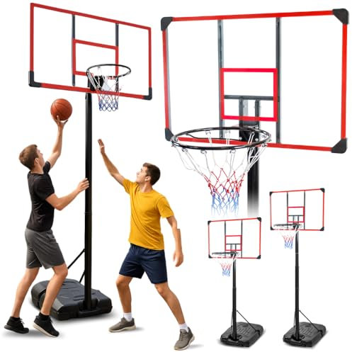 ZOLTA Basketballkorb Outdoor mit Ständer & Rollen, Basketballanlage Höhenverstellbare Korbhöhe 225 bis 305 cm Basketballständer Korbanlage für Erwachsene & Kinder im Hinterhof und Auffahrt
