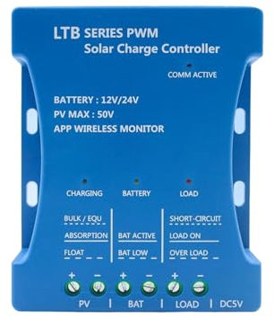 10A Bluetooth Solar Charger Controller 12V/24V Intelligent Regulator Solar Panel Battery Charging Statistics Pwm With Usb Port 12V24V Lead-Acid/Lithium Battery