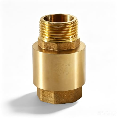 3/4 Zoll Messing Rückschlagventil, Messing Rücklaufventil | Abwasser Rückflussverhinderer, 3/4 IG zu AG Inline Rückschlagventil, für Pumpe, Waschmaschine, Fass