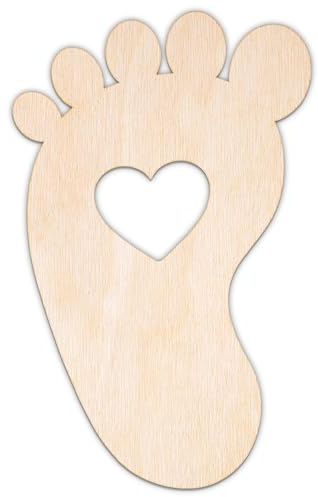 Creative Deco Personalisierte Babyparty Deko Füßchen 5-100 cm | Baby Shower | aus Sperrholz oder MDF | Baby Party Dekoration | Lasergeschnittene Sperrholzausschnitte für Decoupage, zum Bemalen