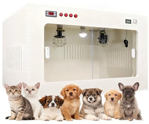 Qiang Couveuse Animaux avec Ventilation et Chauffage Adjustable Caisse Incubateur pour Une Portée de Chiots ou de Chaton,Assurant Un Développement Optimal 100 * 60 * 60cm