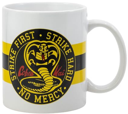 Elbenwald Cobra Kai - Tasse No Mercy 320 ml Fassungsvermögen Serien Logo Weiß Keramik