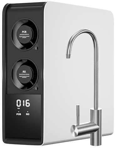 Tikstoy Umkehrosmosesystem 1000 GPD 8-stufige Durchlauferhitzer Umkehrosmose-Wasserfilter, 2:1-Verhältnis von reinem Wasser zu Abfluss, Umkehrosmose-Wasserfiltersystem RO System unter der Spüle