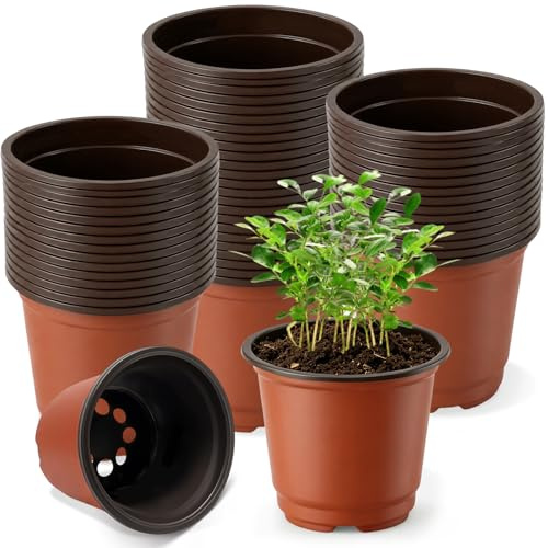 xiaowanwan 100 Pièces Pot Semis 10cm,Pot de Culture Plastique,Pots de Fleurs,Pot de Repiquage pour Intérieure et Extérieure (Rouge)