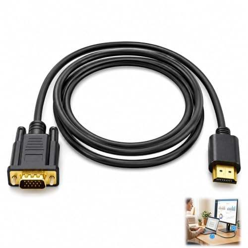 Cavo da HDMI a VGA da 2 m, 1080p, convertitore da HDMI a maschio placcato oro per laptop, Xbox, PS5, Switch, TV Box a monitor, proiettore, HDTV, digitale ad analogico