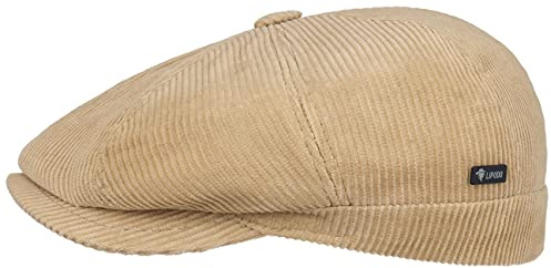 Lipodo 8 Panel Cordial Flatcap Schirmmütze Cordoptik Made in Italy Herren Herbst Winter beige S (54-55 cm)
