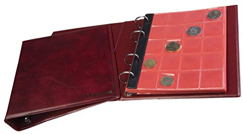 MC.Sammler Münzalbum für Münzen Aufbewahrung - 221 Taschen - Sammelalbum für Sammler - Album für Sammlermünzen - Diverse Münzen von Großen bis Kleinen Euro Münzen - Rot
