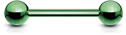 viva-adorno Universal Barbell Piercing Stab Zungenpiercing Brustpiercing Intimpiercing Stecker Hantel Edelstahl beschichtet Z310Z, 1,6x16x5mm, grün